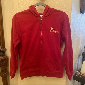 CAMP DAVID Women Red USC Trojans Half-Zip Embroidered Logo Hoodie Top -Medium
